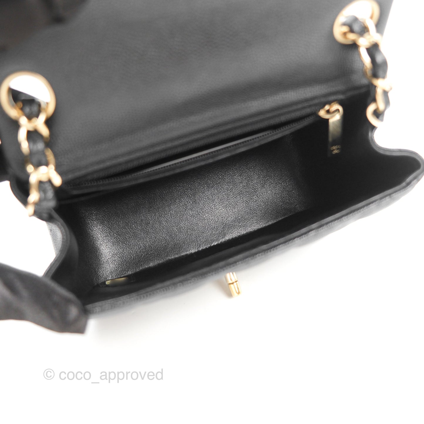 Chanel Quilted Mini Square Flap Black Caviar Gold Hardware