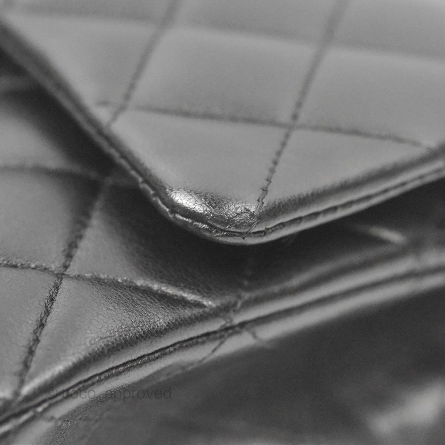 Chanel Classic M/L Medium Flap Quilted Black Lambskin Silver Hardware