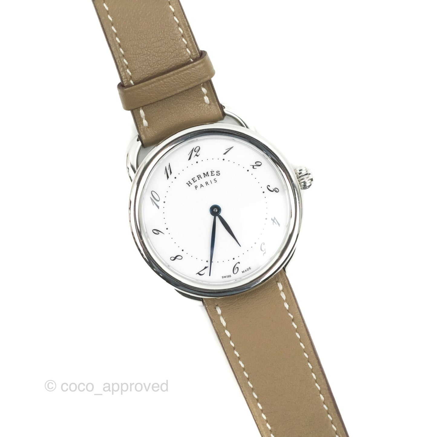 Hermes Arceau Watch 40mm Etoupe Palladium Hardware