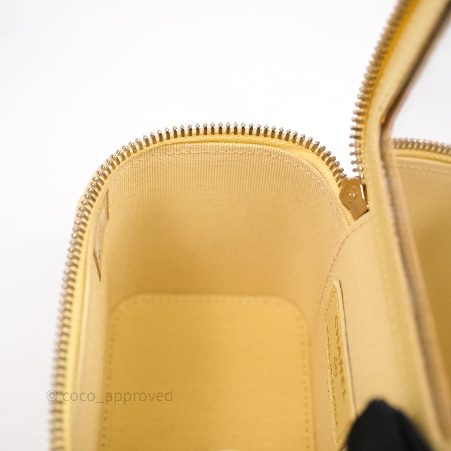 Chanel Mini Top Handle Vanity With Chain Yellow Lambskin Gold Hardware