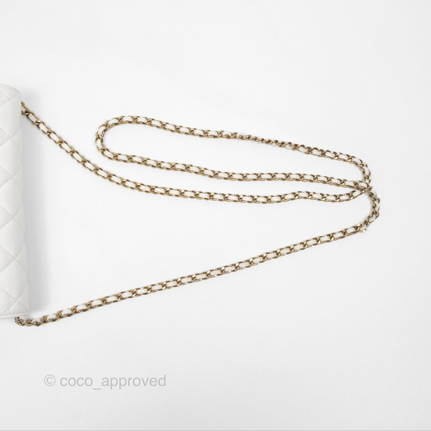 Chanel Quilted Classic Wallet on Chain WOC White Caviar Gold Hardware