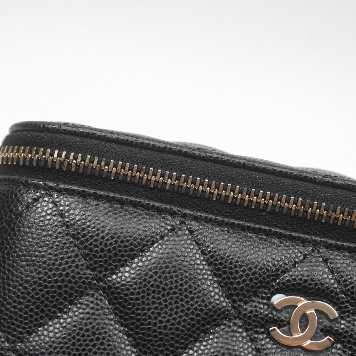 Chanel Vanity Rectangular With Chain Black Caviar Gold Hardware