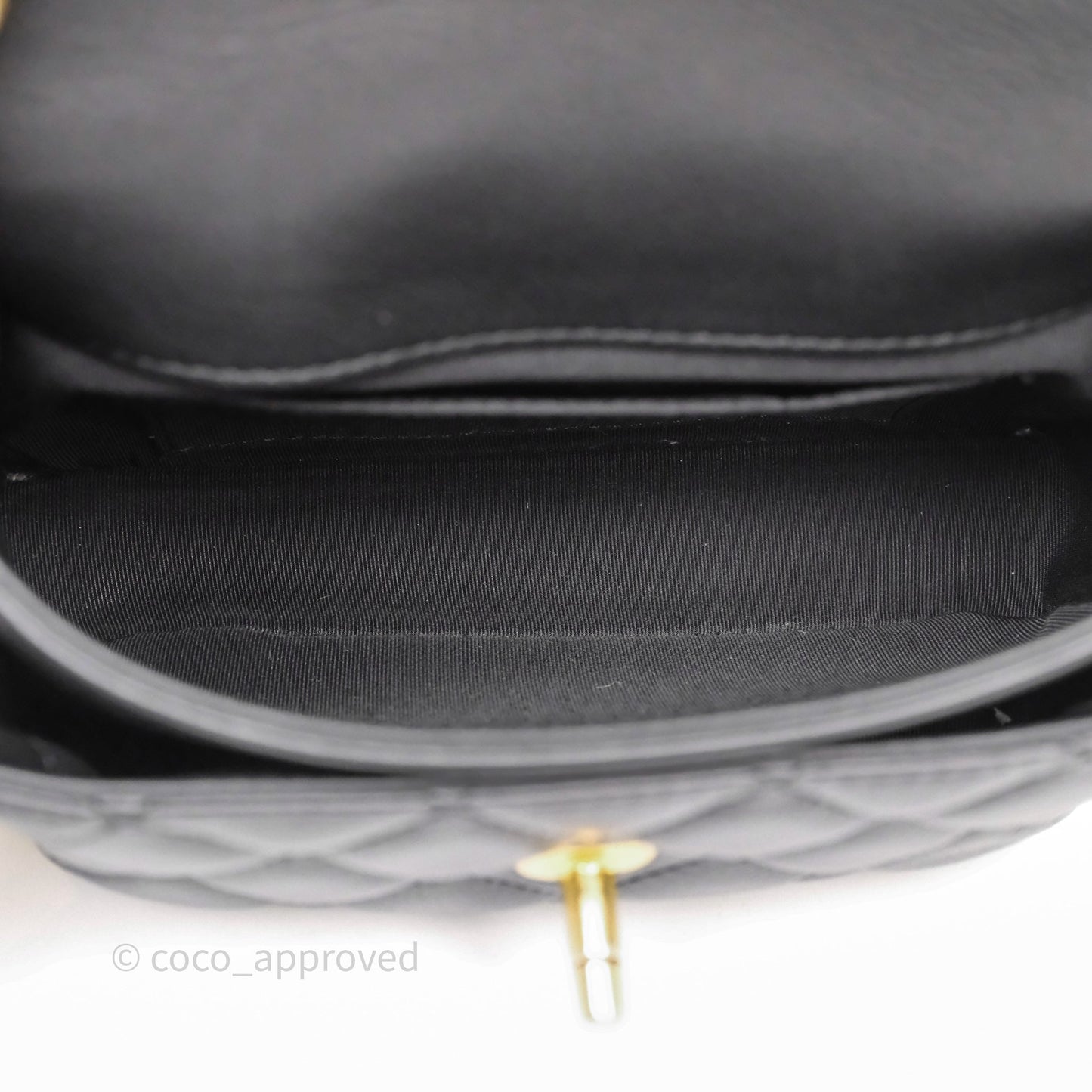 Chanel Quilted Handle Flap Bag Black Calfskin Aged Gold Hardware