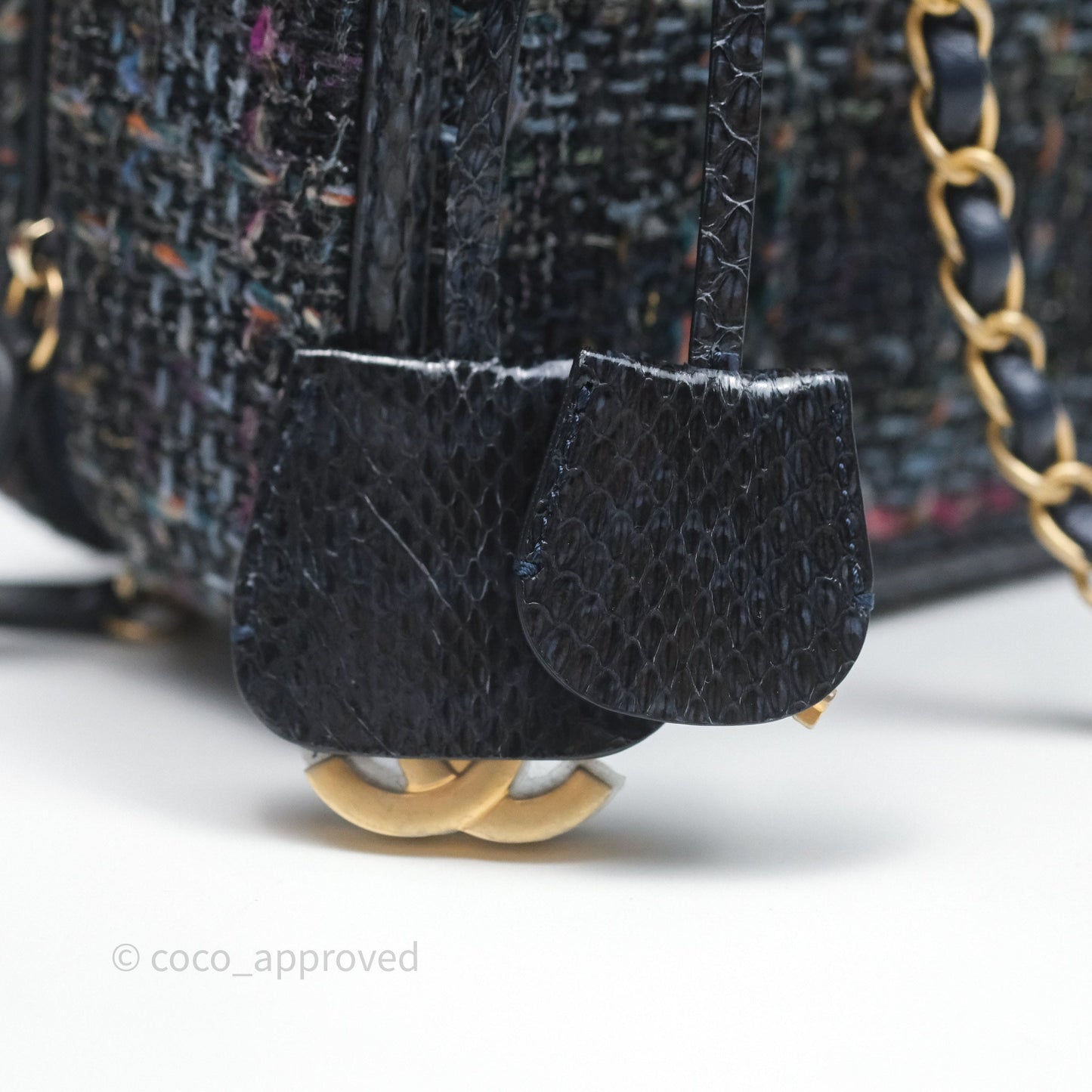 Chanel Medium CC Filigree Vanity Case Navy Tweed Python