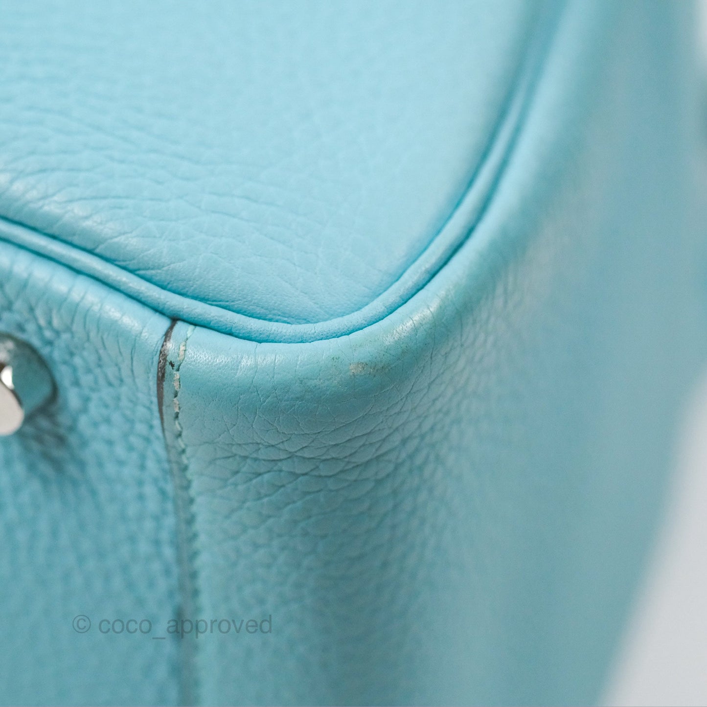 Hermès Lindy 30 Bleu Atoll Clemence Palladium Hardware