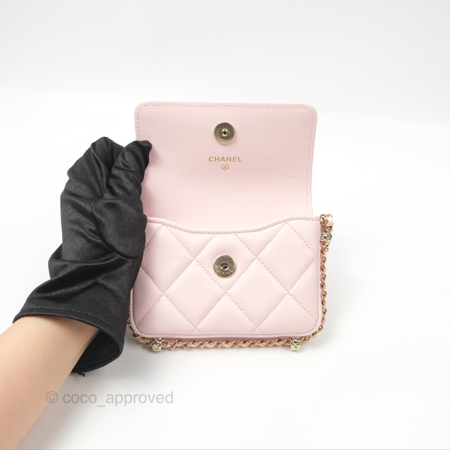 Chanel Mini Chain Around Clutch With Chain Pink Lambskin Gold Hardware