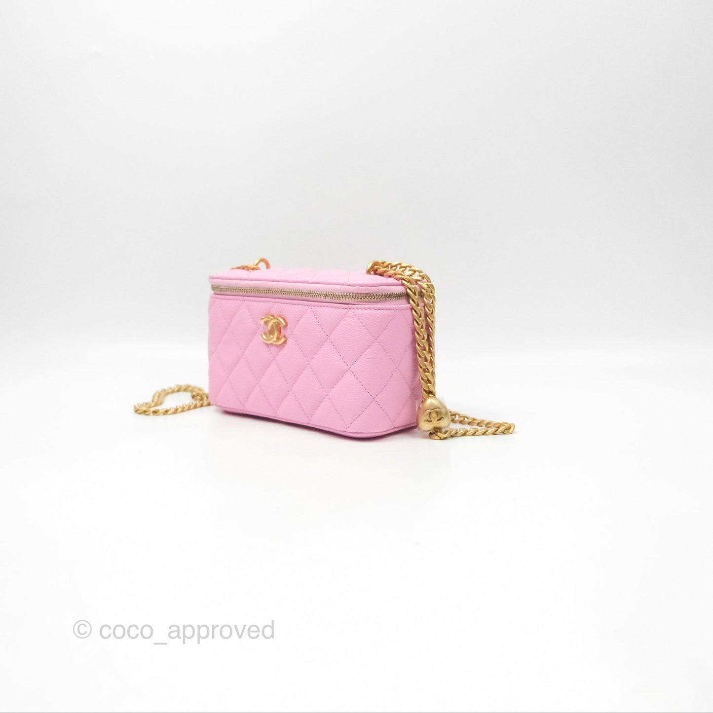 Chanel Vanity Heart Crush Adjustable Chain Pink Caviar Aged Gold Hardware