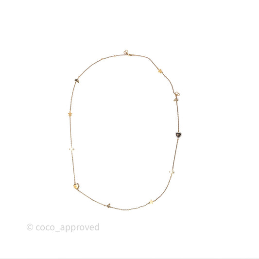 Christian Dior Pearl Crystal Bee Long Necklace Aged Gold Tone