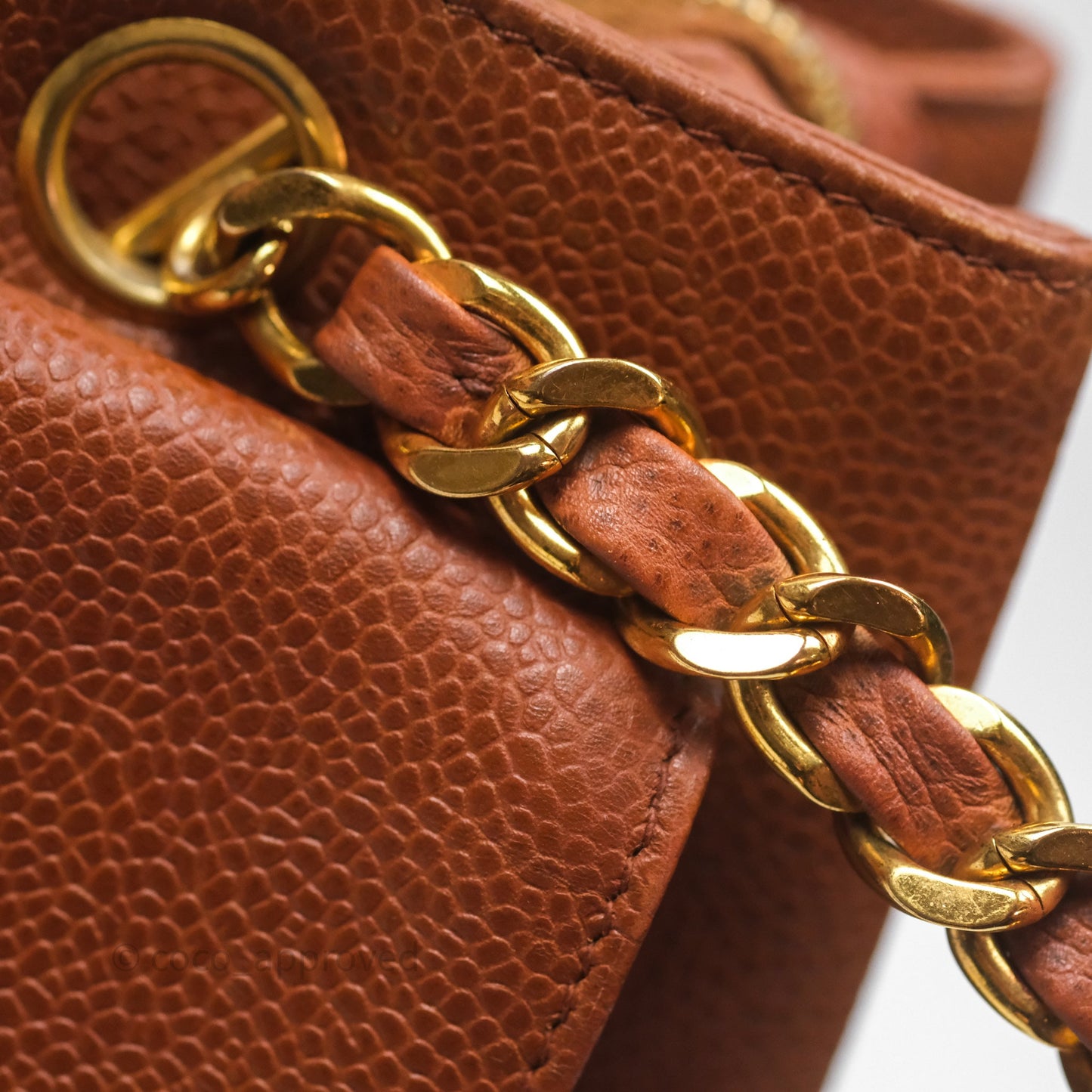 Chanel Vintage Tote Caramel Caviar 24K Gold Hardware