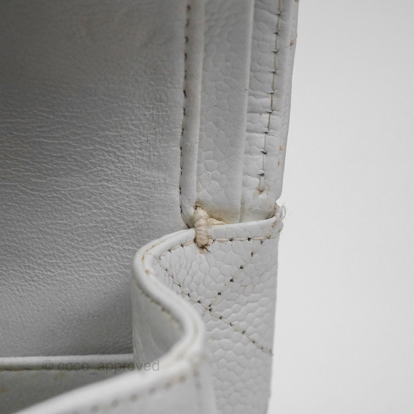 Chanel Classic M/L Medium Double Flap White Caviar Silver Hardware