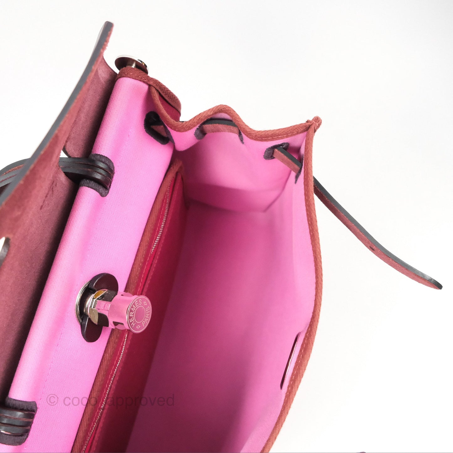 Hermès Herbag Zip 31 Retourne Rose Bubblegum L4/ Rubis B5 Canvas Palladium Hardware