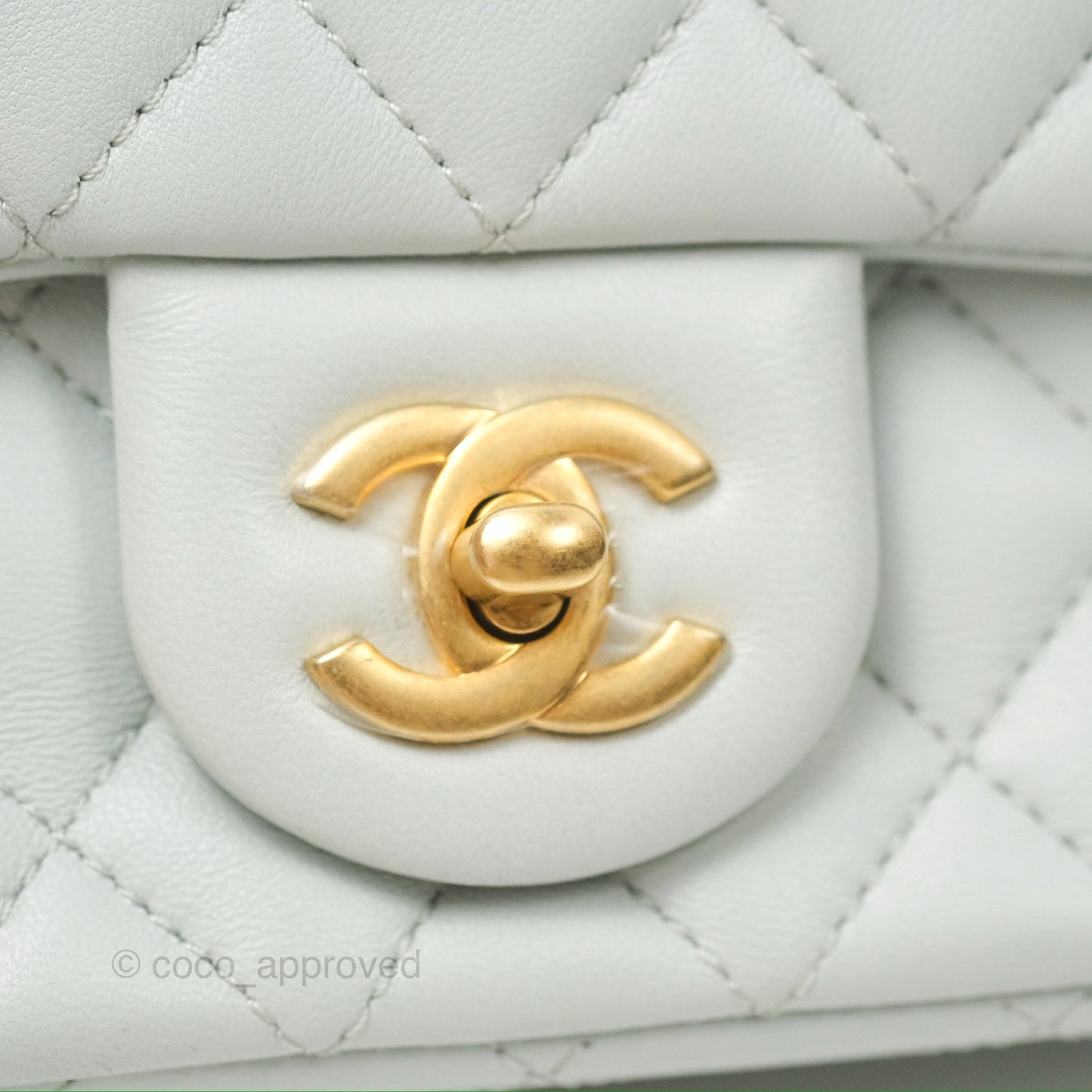 Chanel Quilted Mini Square Flap with Camellia Adjustable Chain Blue Clair Lambskin 23S
