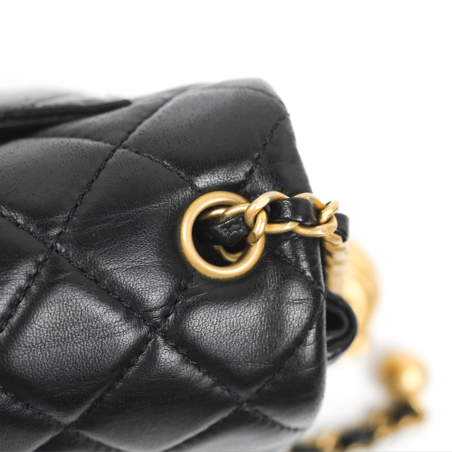 Chanel Mini Rectangular Pearl Crush Black Lambskin Aged Gold Hardware
