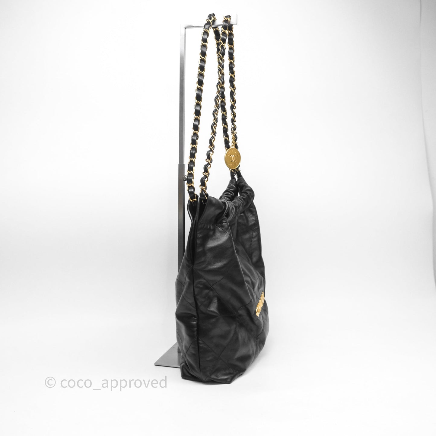 Chanel 22 Small Black Calfskin Aged Gold Hardware