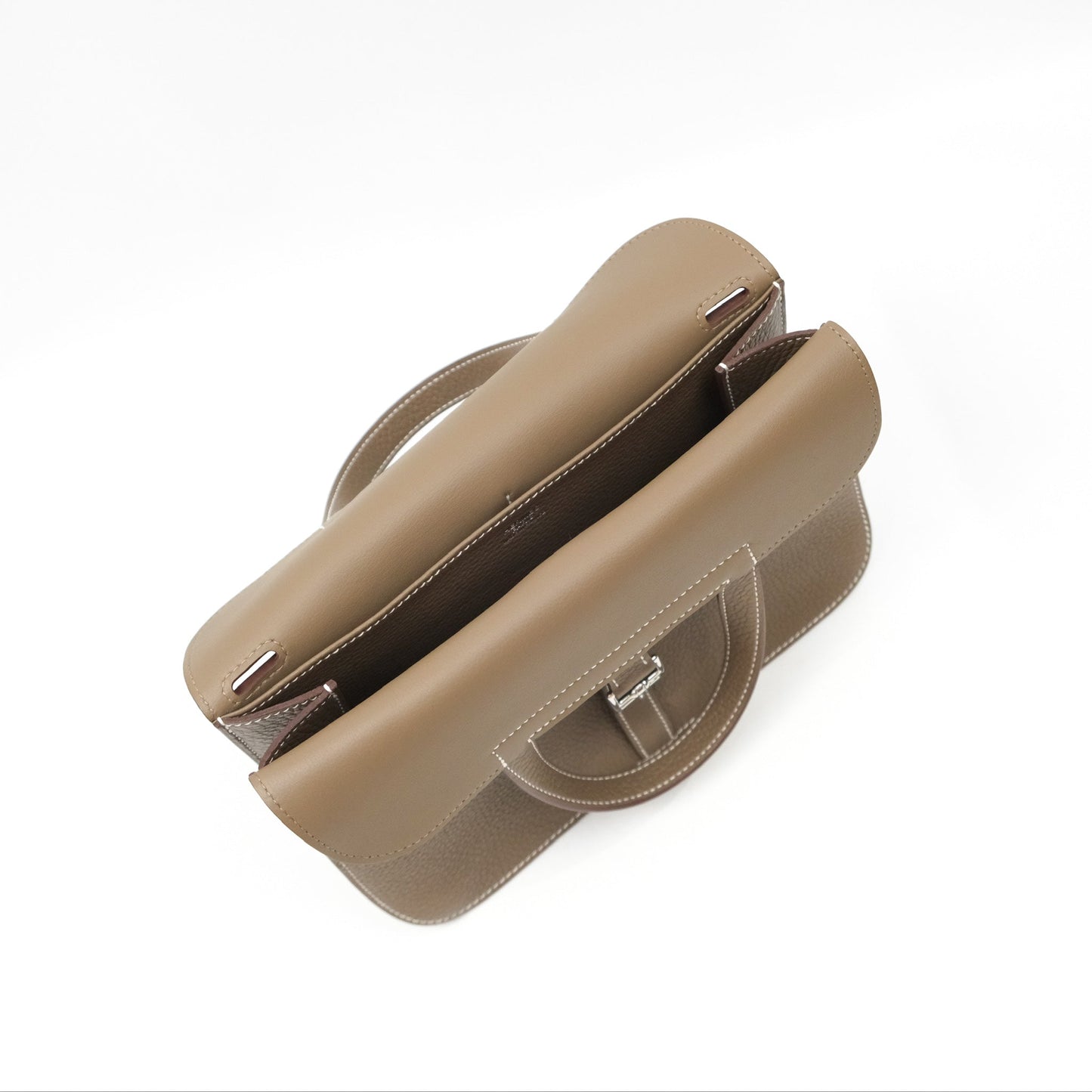 Hermès Halzan 25 Etoupe Clemence Palladium Hardware