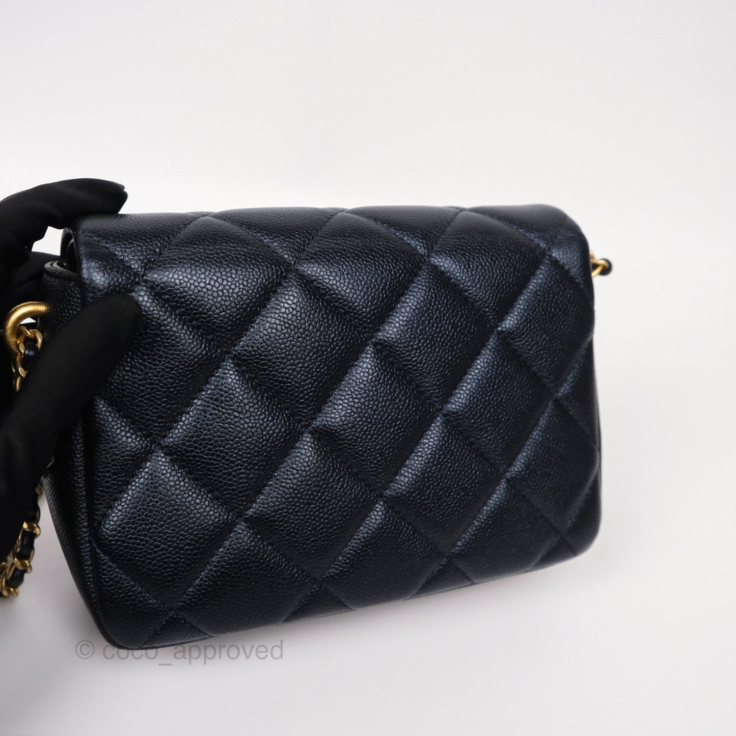 Chanel My Perfect Mini Flap Quilted Iridescent Navy Caviar Aged Gold Hardware