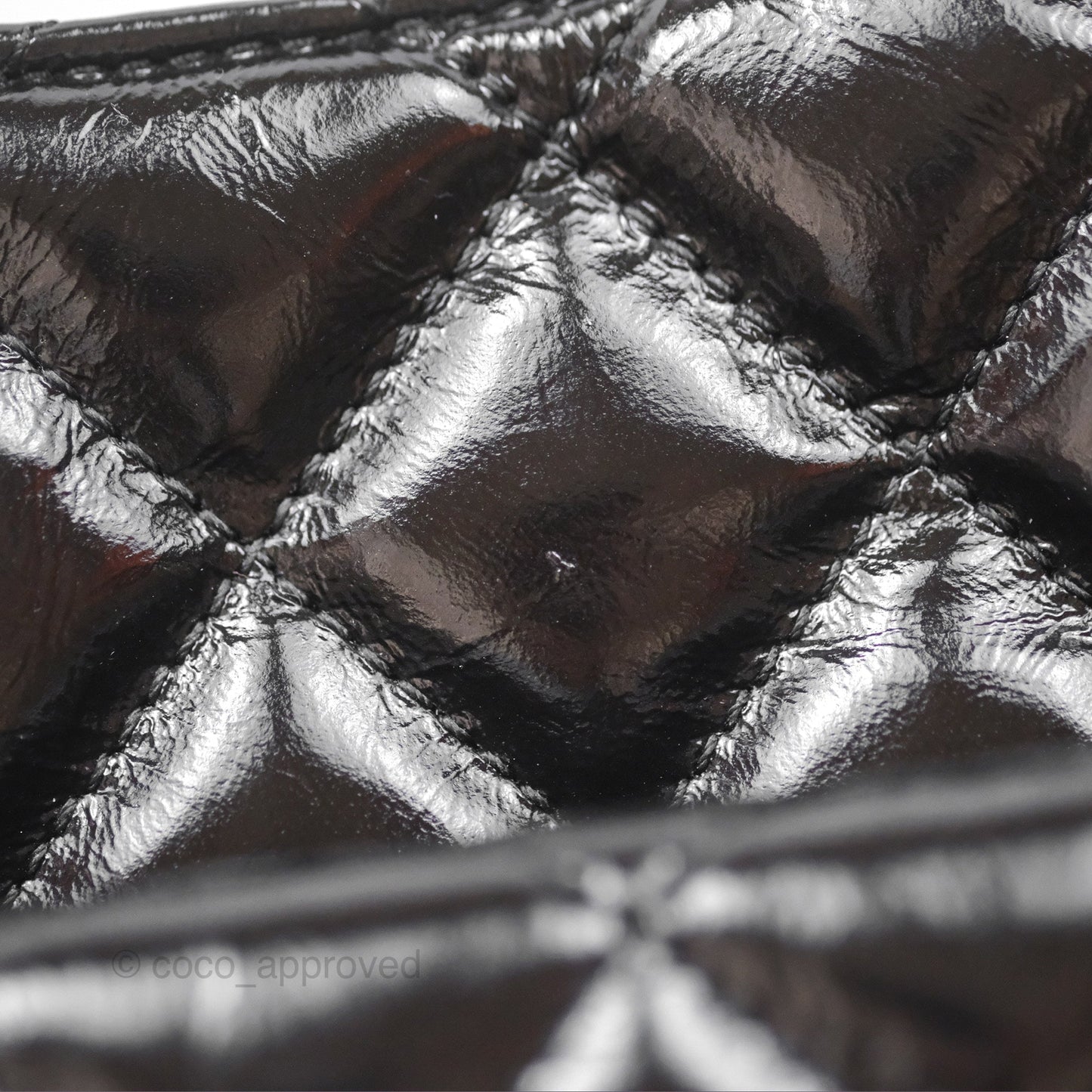 Chanel Medium Quilted Wavy CC Hobo Black Patent Aged Gold Hardware