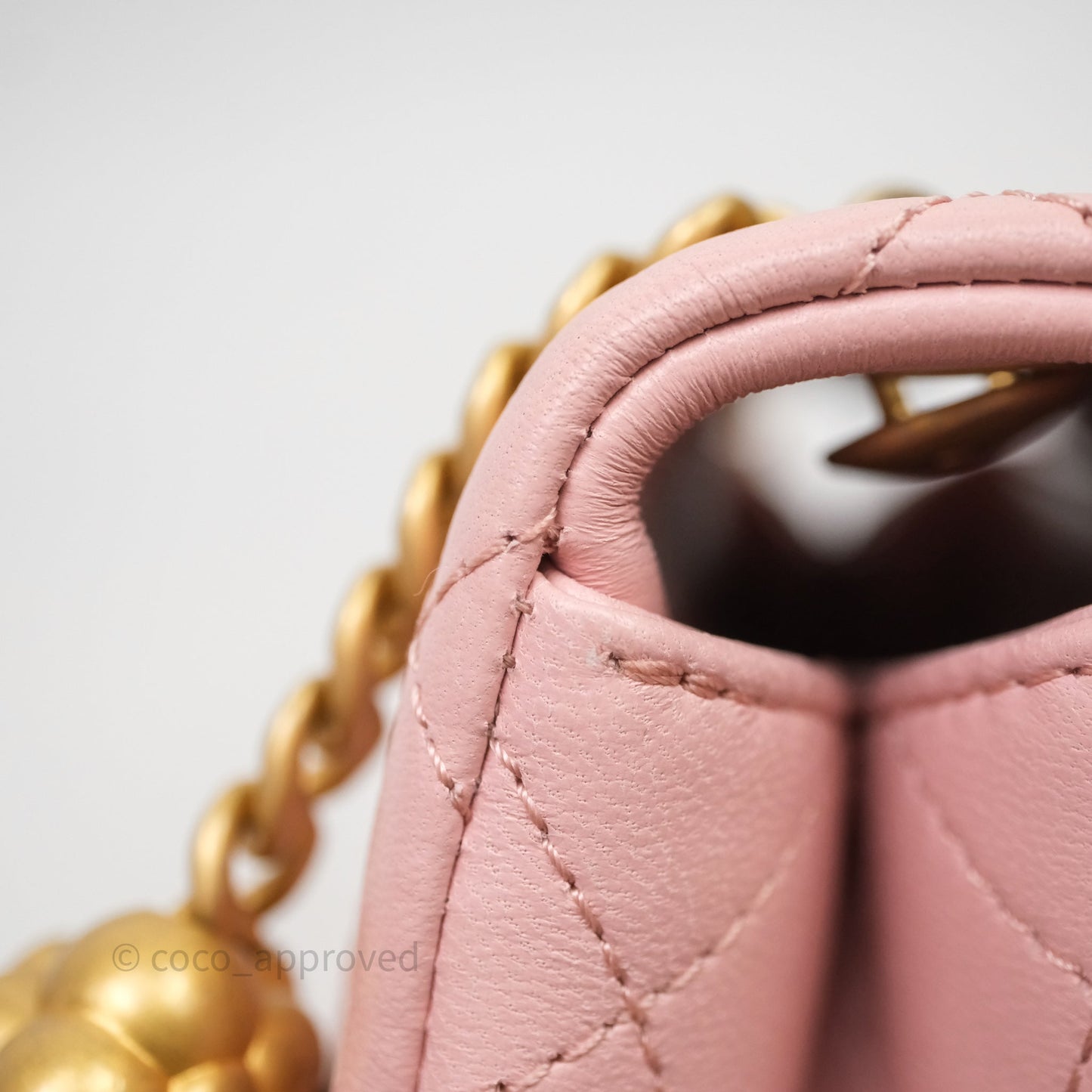 Chanel Quilted Mini Square Flap with Camellia Adjustable Chain Pink Clair Lambskin