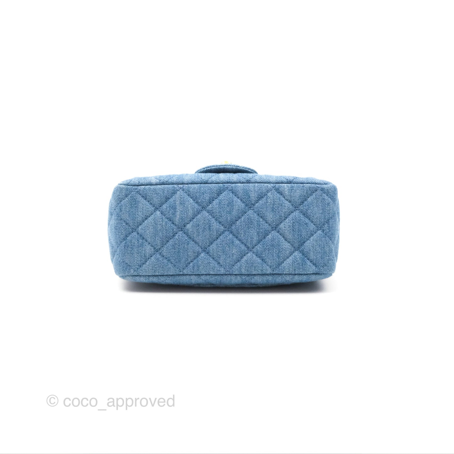 Chanel Mini Square Pearl Crush Quilted Denim Aged Gold Hardware