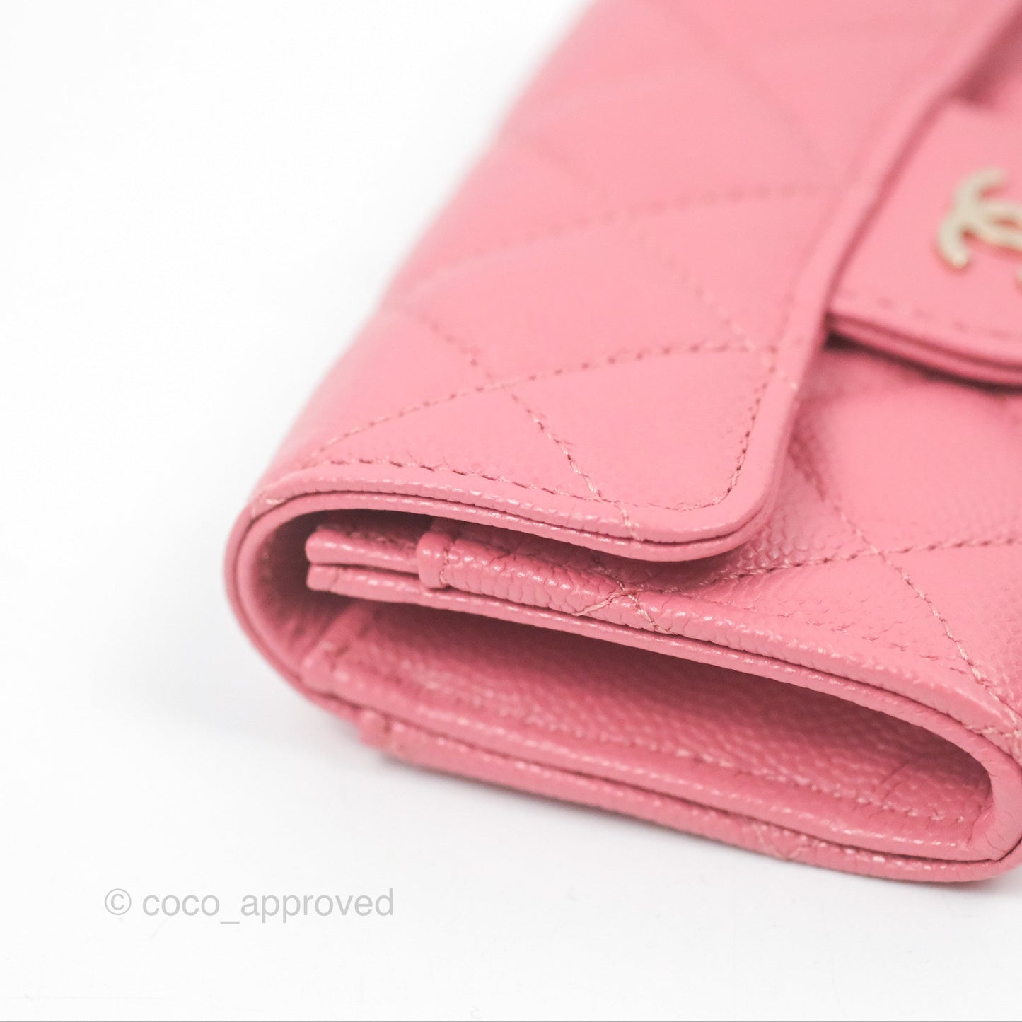 Chanel Quilted Flap Card Holder Pink Caviar Gold Hardware