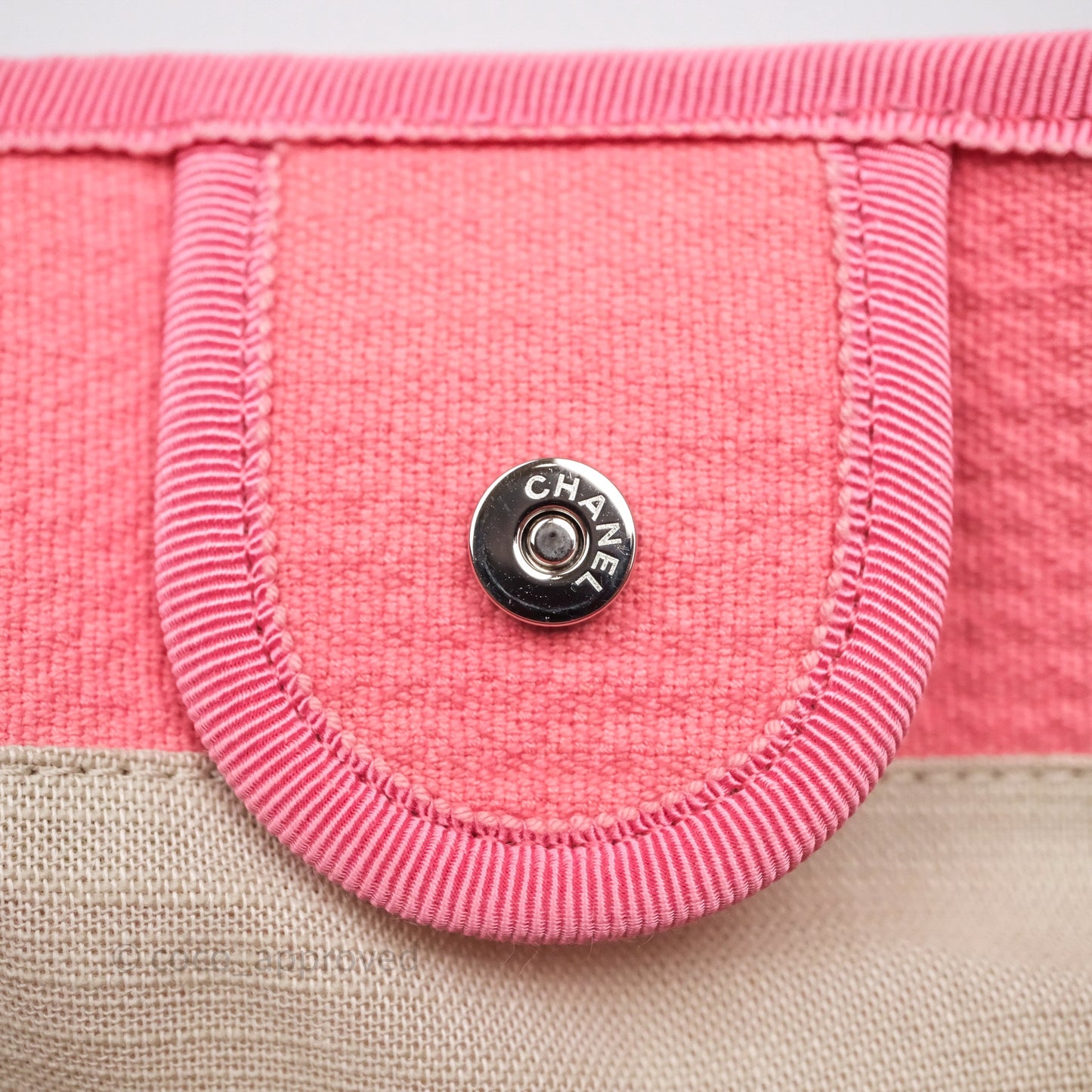 Chanel New Small Deauville Tote Pink Cotton Sliver Hardware