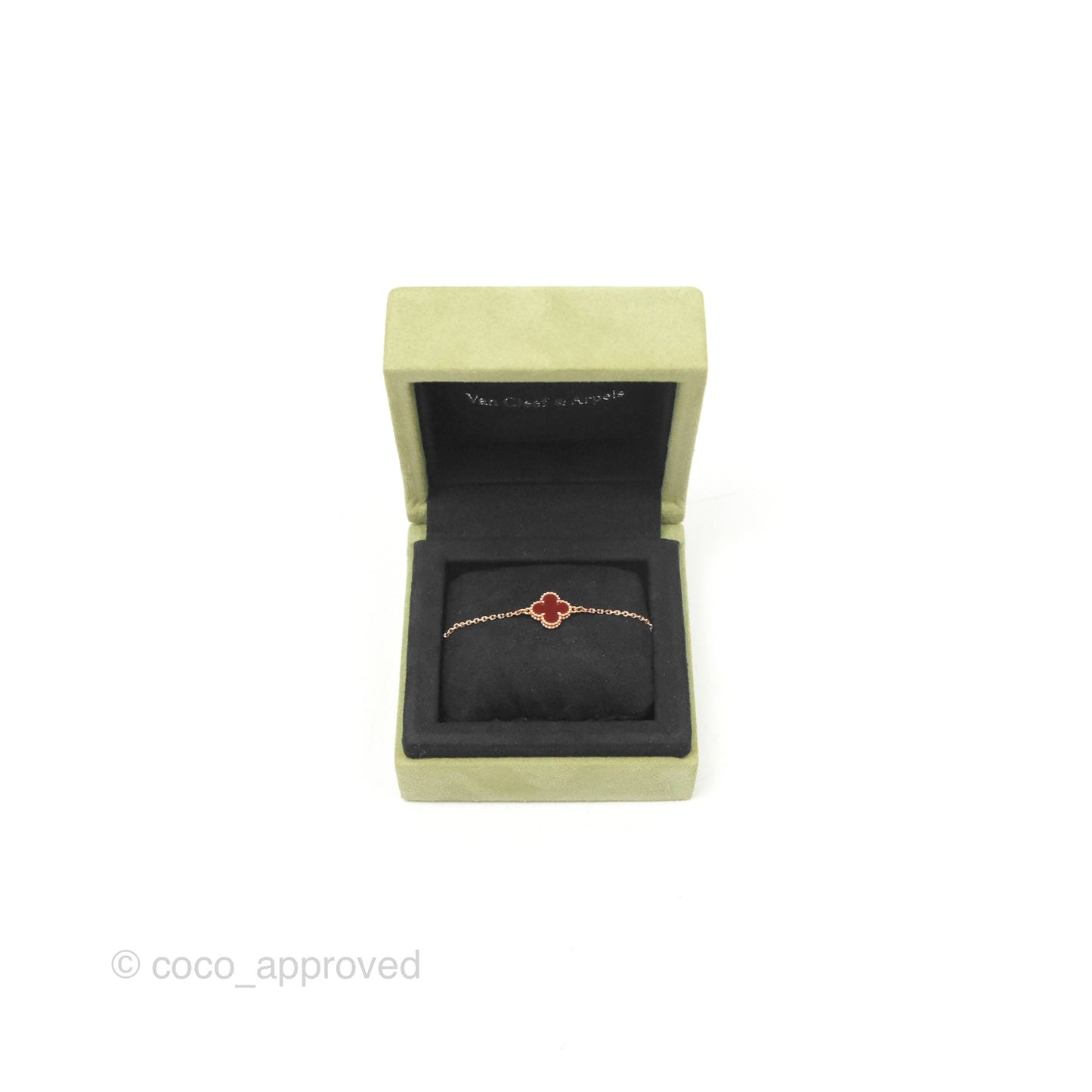 Van Cleef & Arpels Sweet Alhambra Bracelet Rose Gold Red Carnelian