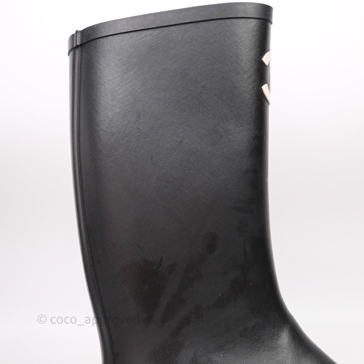 Chanel CC Black Rubber Rain Boots Size 39
