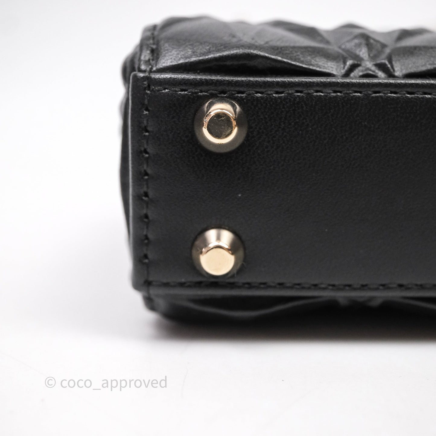 Dior Mirco Lady Dior Black Cannage Calfskin with Diamond Motif Gold Hardware