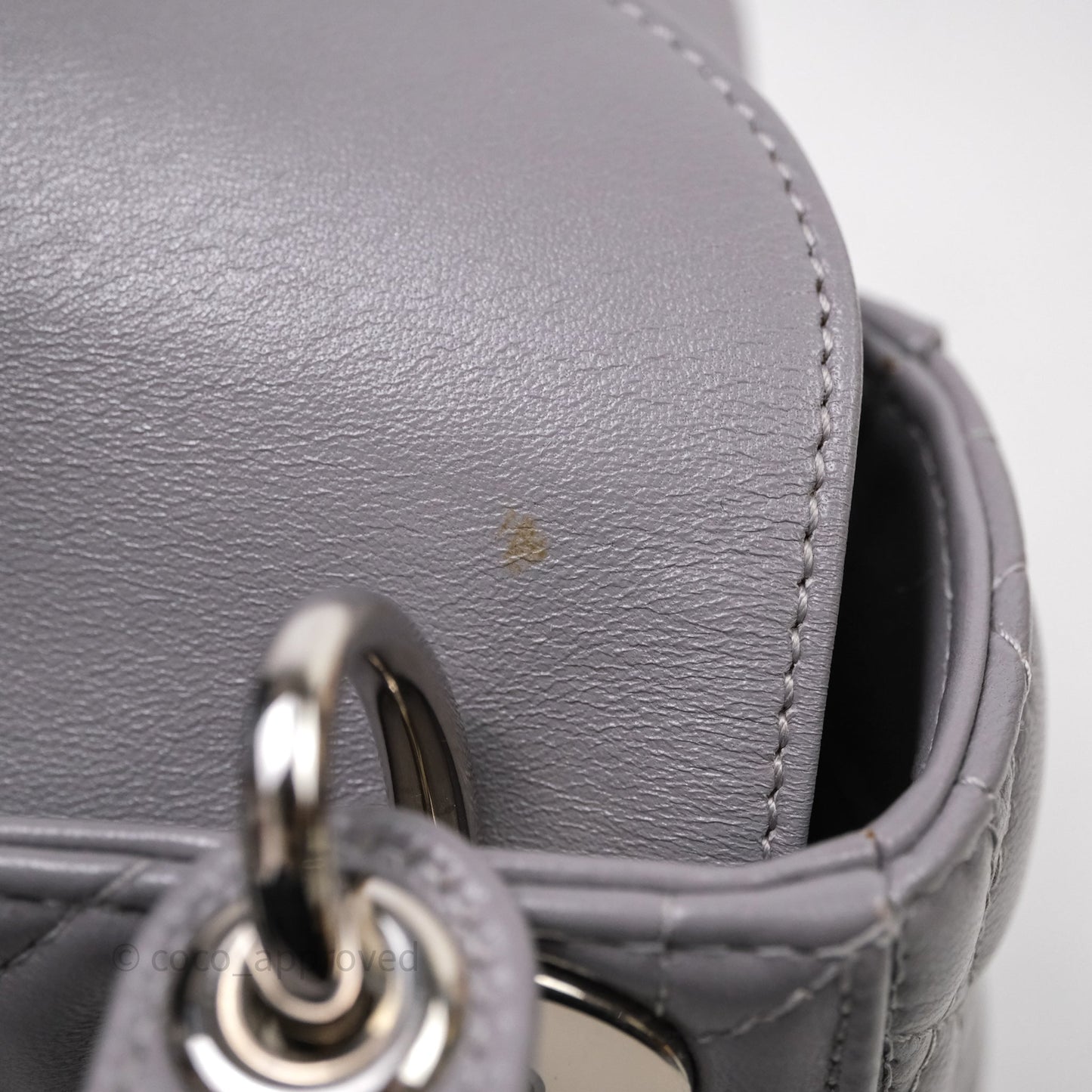 Christian Dior Mini Lady Dior Lambskin Cannage Grey Silver Hardware