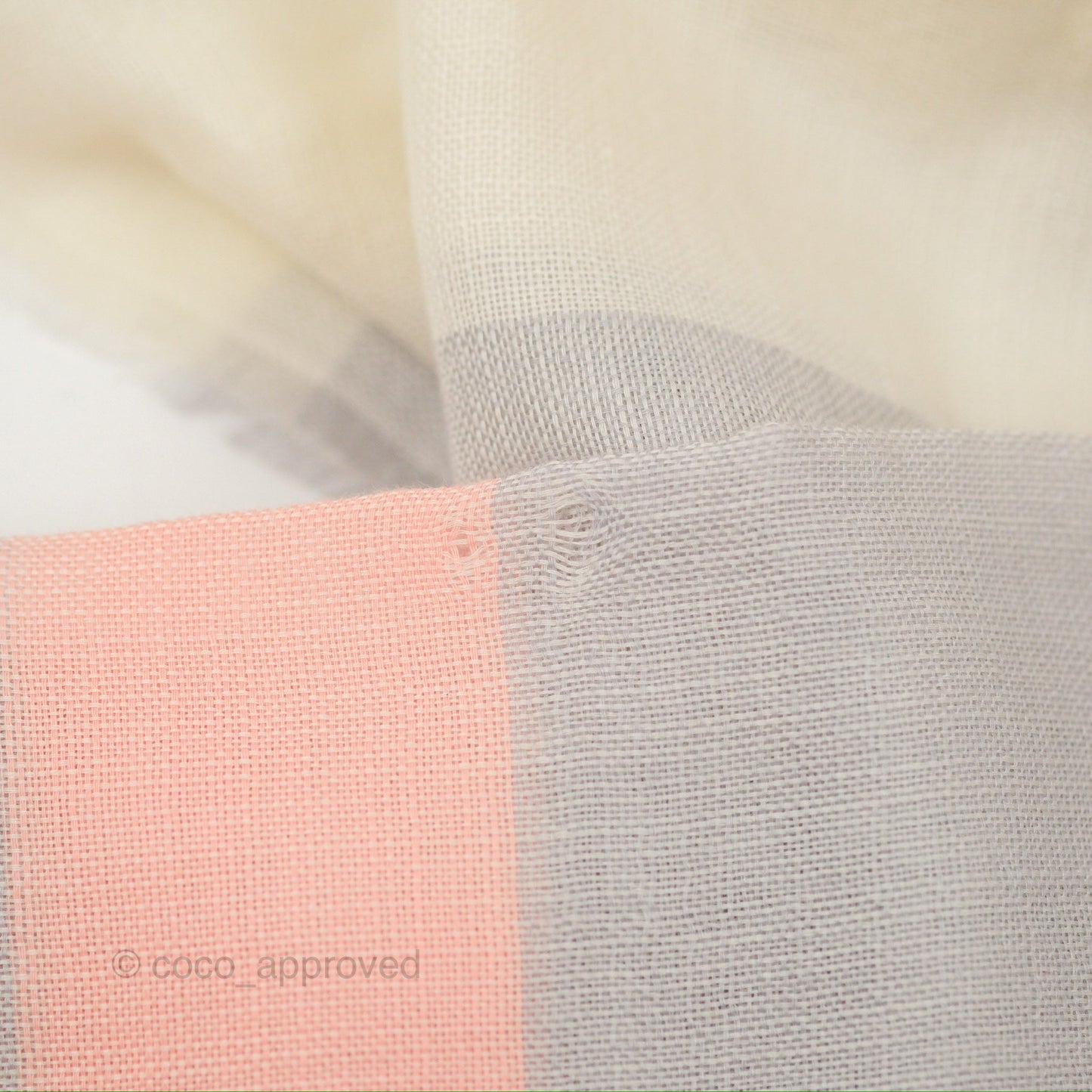 Chanel Silk Cashmere Scarf Cream /Light Grey /Pink
