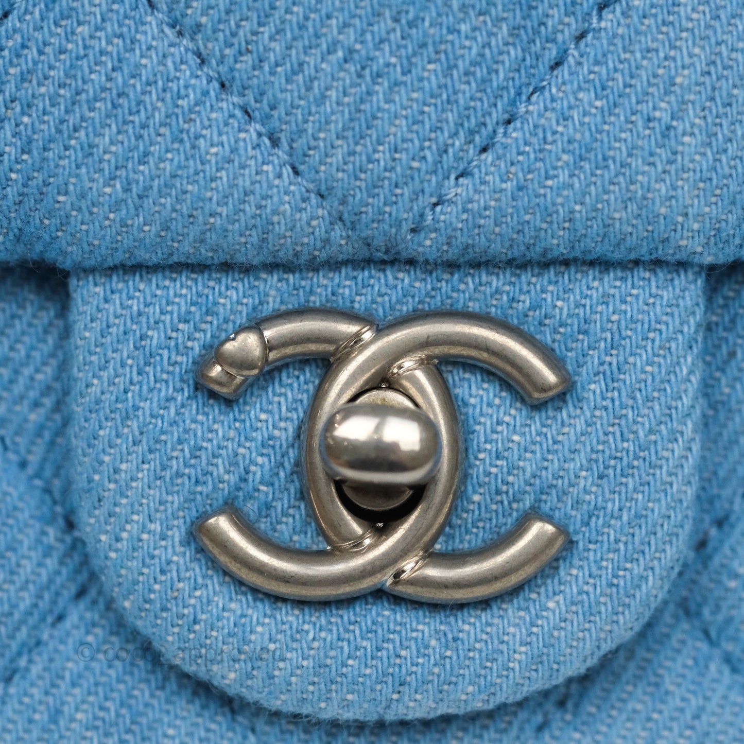 Chanel Heart Crush Mini Flap Bag Blue Denim Aged Silver Hardware