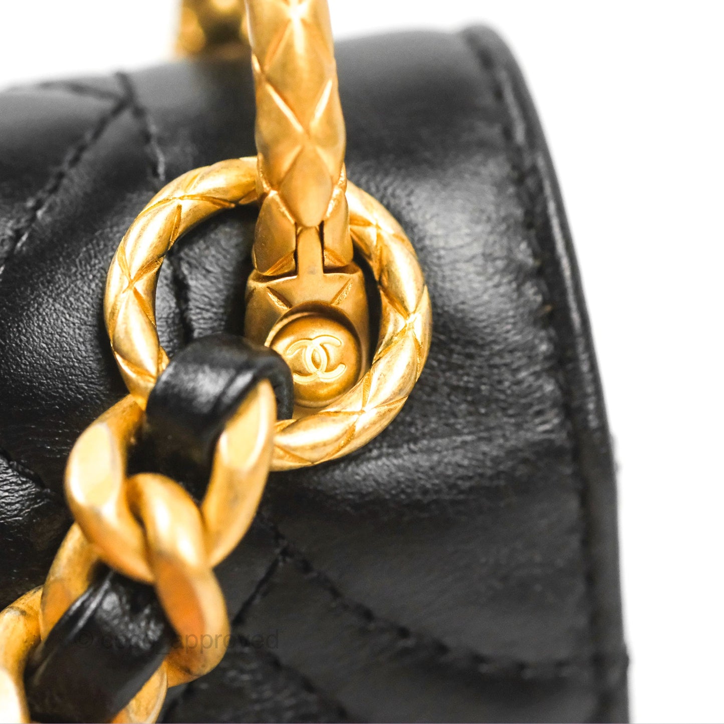 Chanel Mini Diana Flap Bag Black Calfskin Aged Gold Hardware 21B