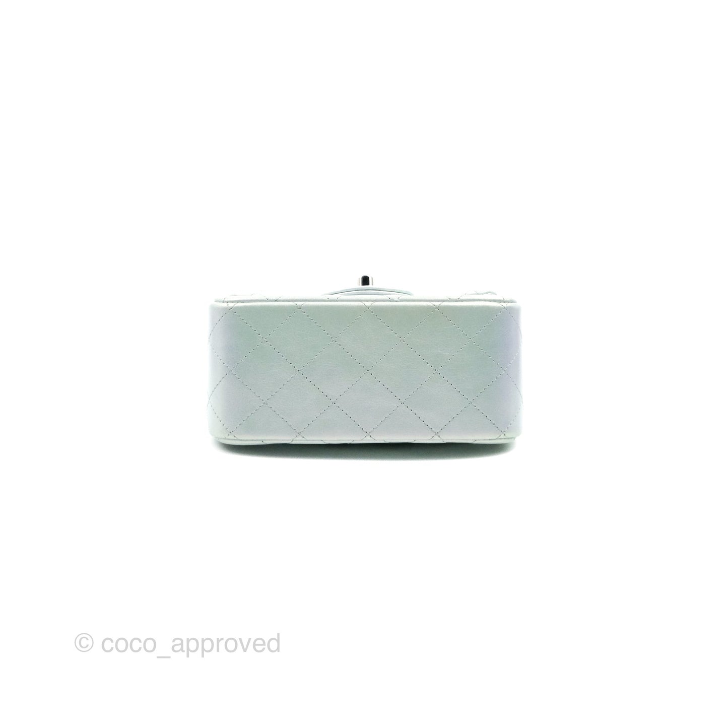 Chanel Mini Square Quilted Iridescent Icy Blue Silver Hardware