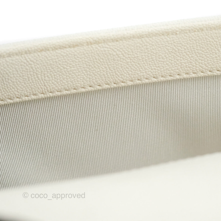 Chanel Small Boy White Caviar Gold Hardware