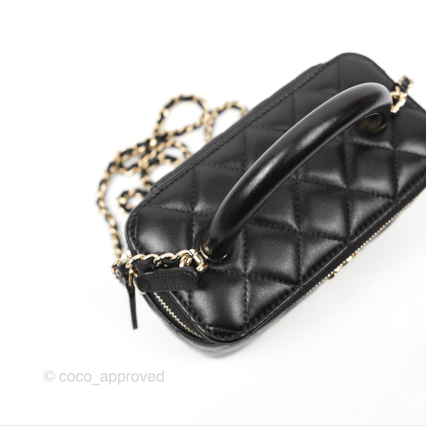 Chanel Top Handle Vanity Rectangular Black Lambskin Gold Hardware