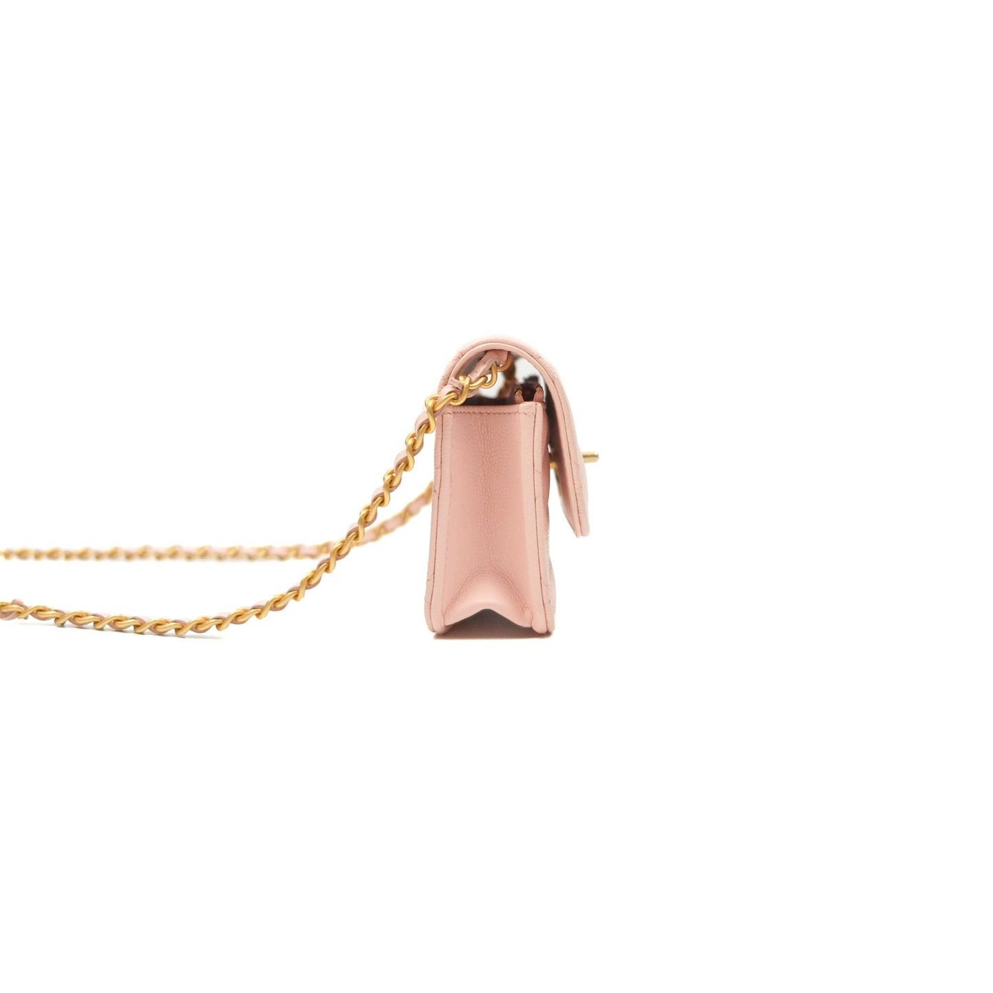 Chanel Mini WOC Phone Holder Pink Caviar Gold Hardware