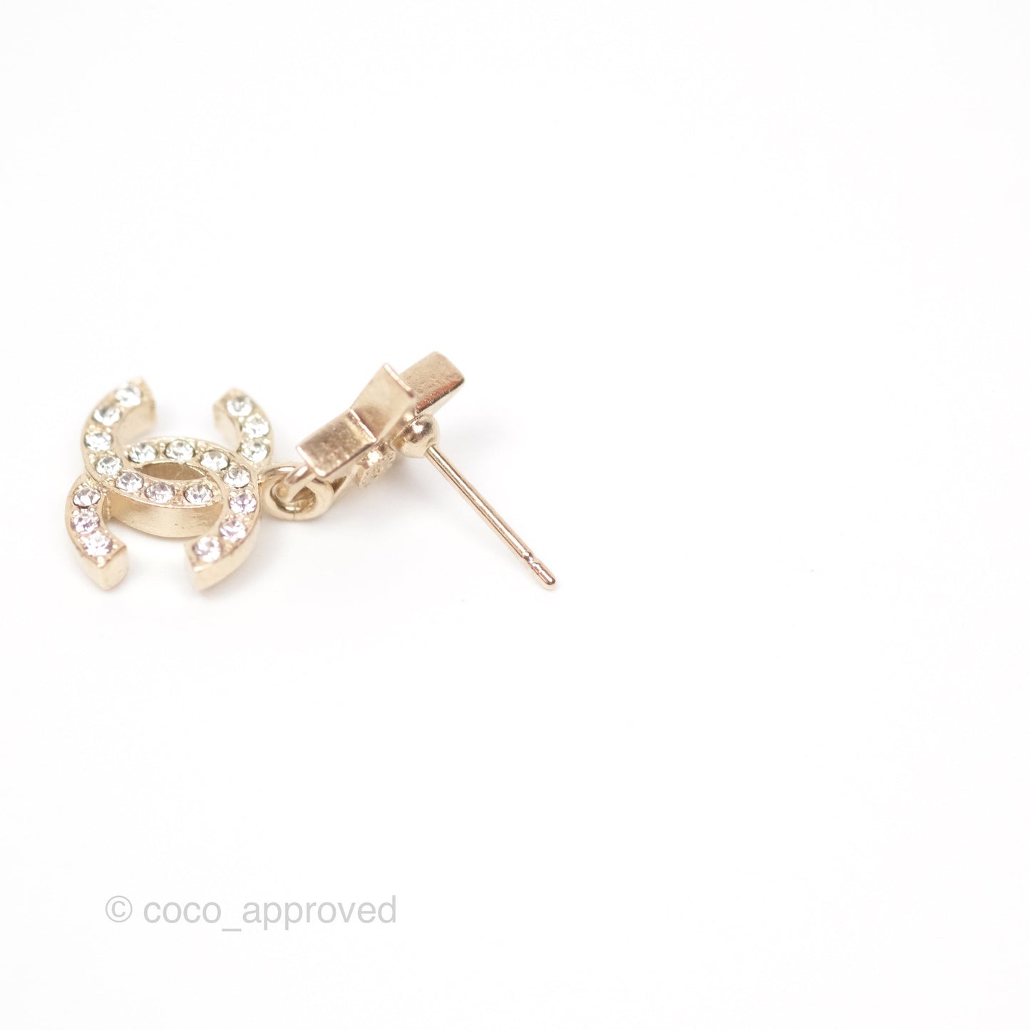 Chanel Crystal CC Star Earrings Gold Tone 23A