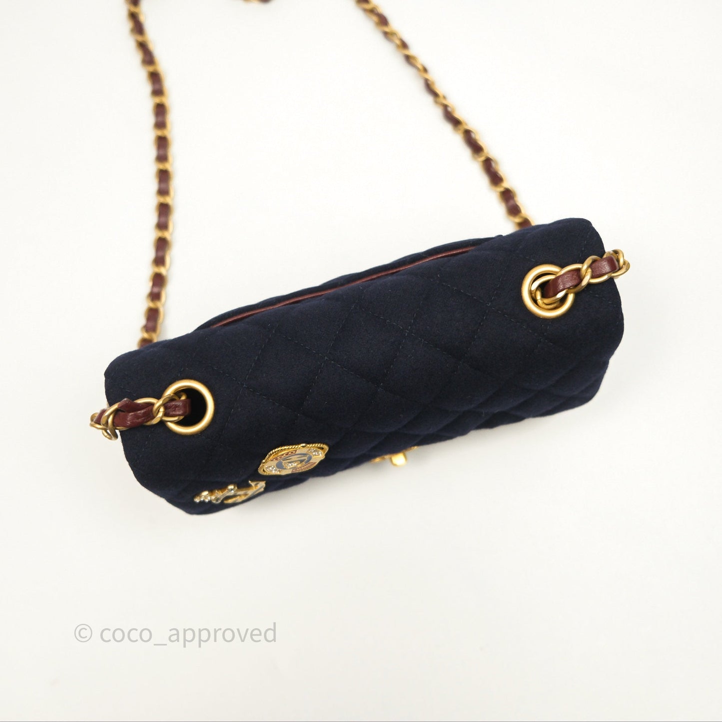 Chanel Paris-Hamburg Charms Mini Rectangular Flap Navy Wool 18C