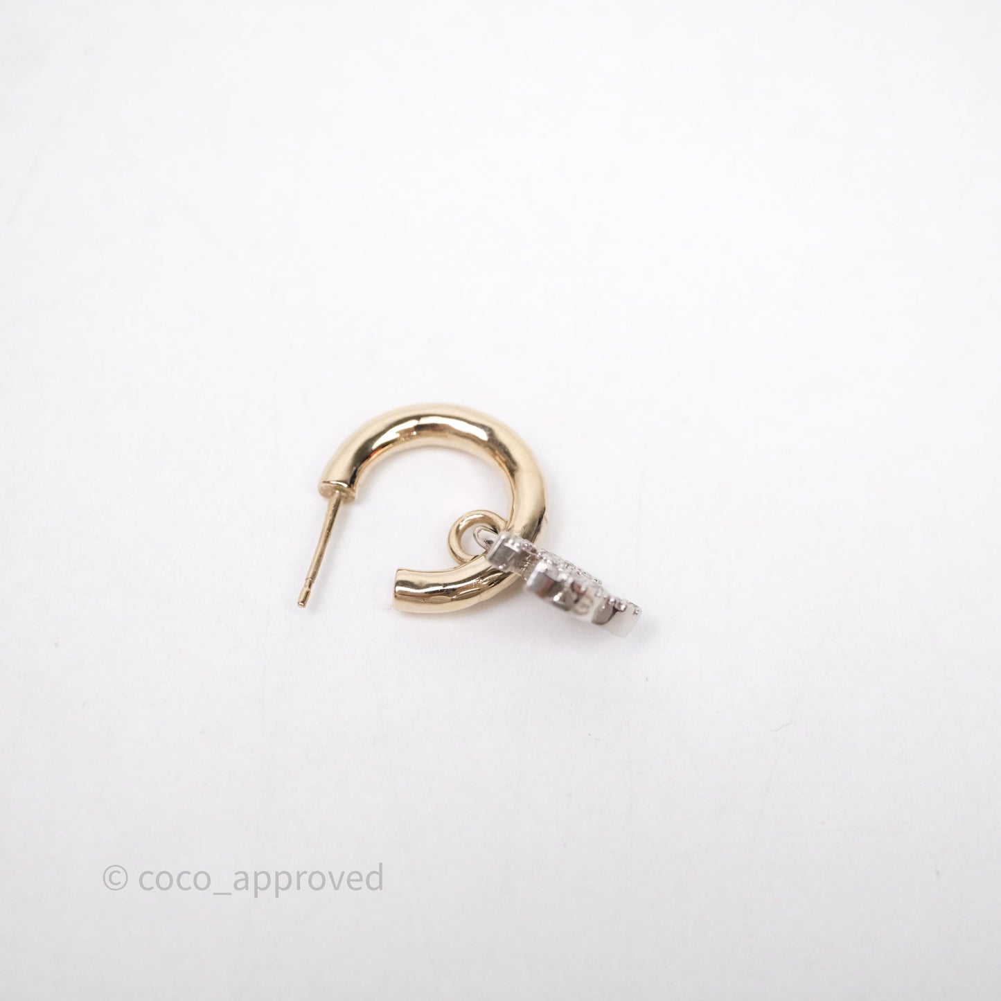 Chanel CC Hoop Logo Crystals Gold Earrings 22S