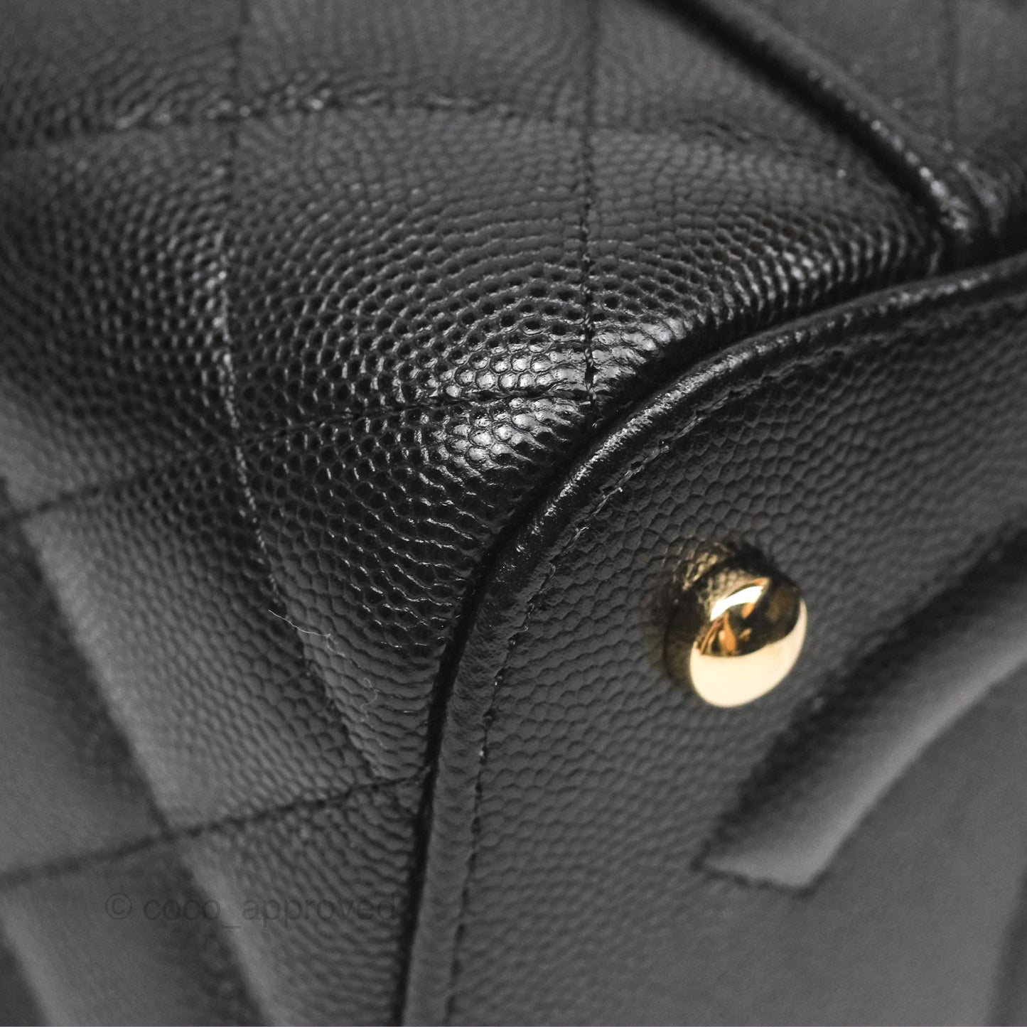 Chanel Quilted Top Handle Vanity Case Black Caviar Gold Hardware