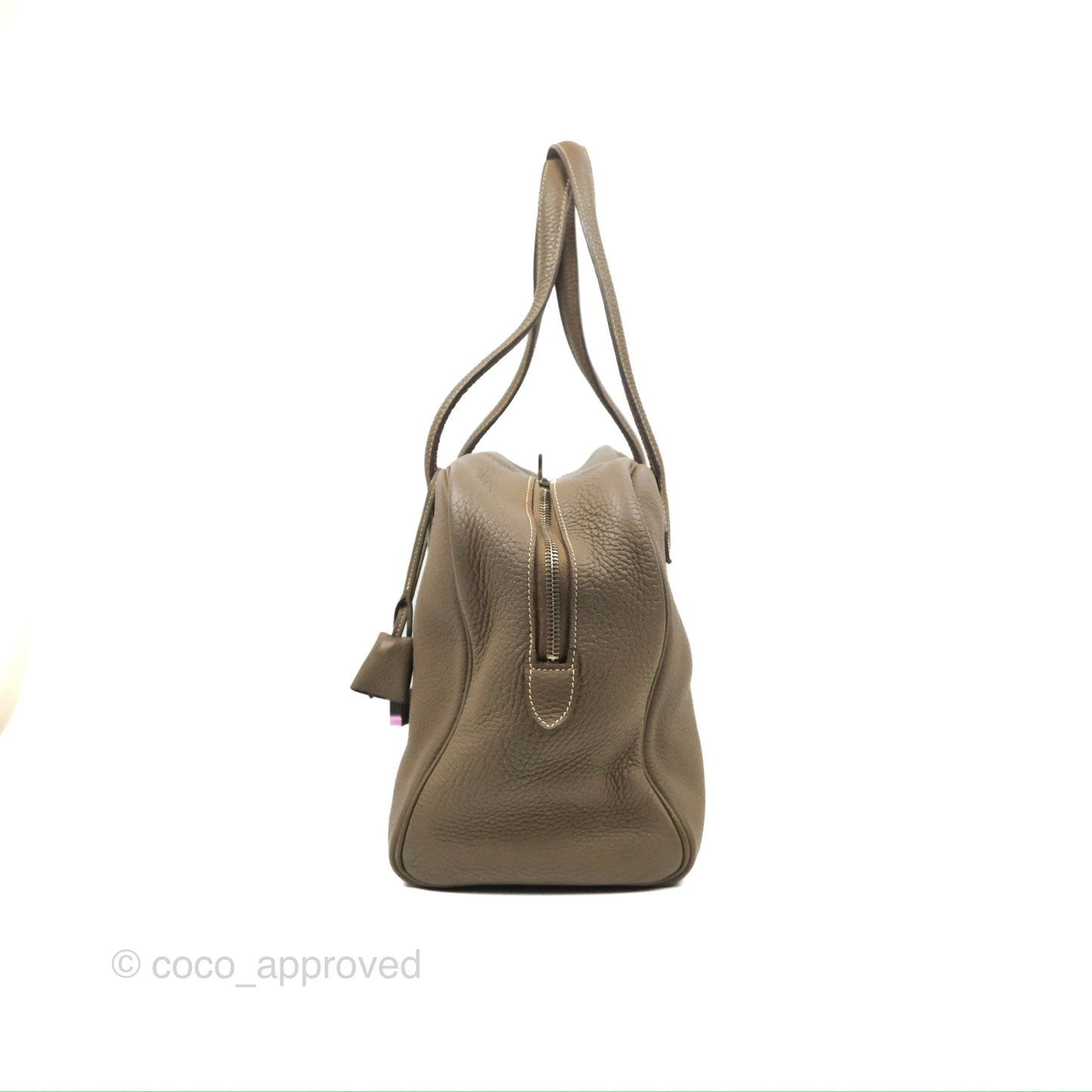 Hermes Victoria II 35 Bag Etoupe Clemence Palladium Hardware