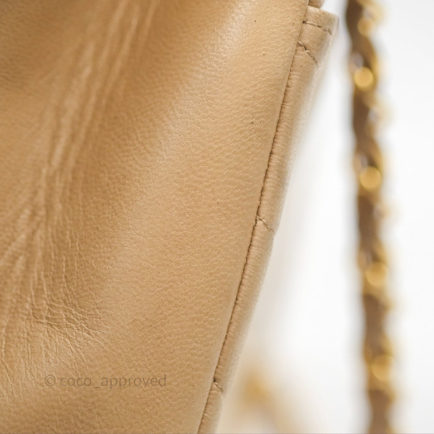 Chanel Vintage Medium Flap Chevron Beige Lambskin 24K Gold Hardware