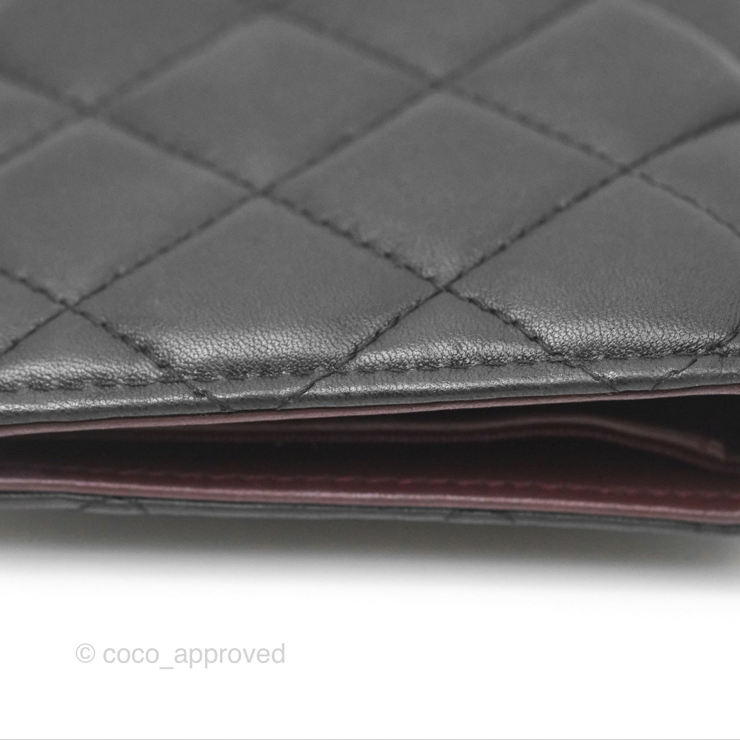 Chanel Classic Quilted Long Wallet Black Lambskin Silver Hardware
