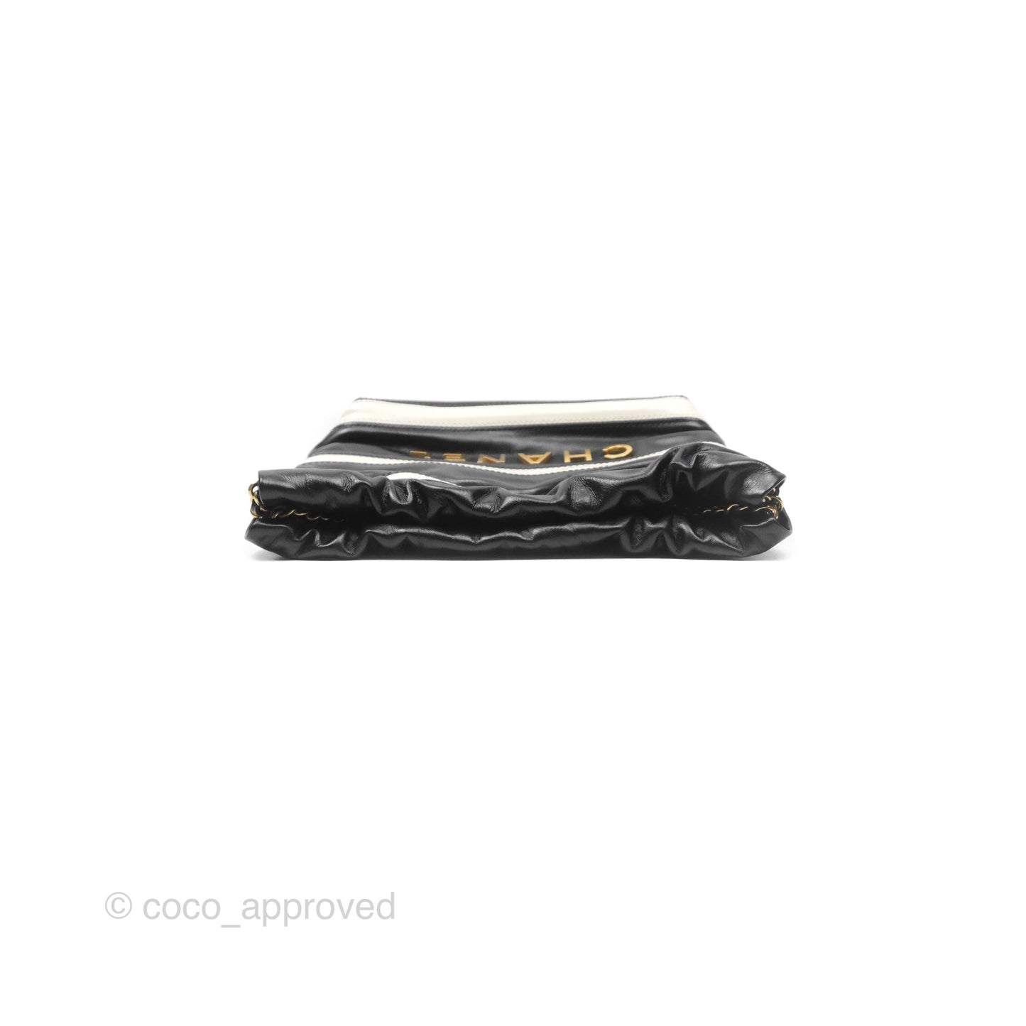 Chanel 22 Mini Bag Striped Black/ White Crumpled Calfskin