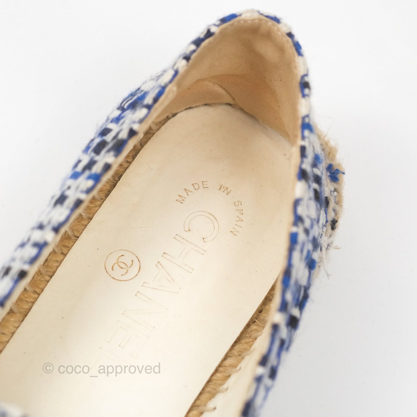 Chanel Espadrille Blue Tweed Size 38