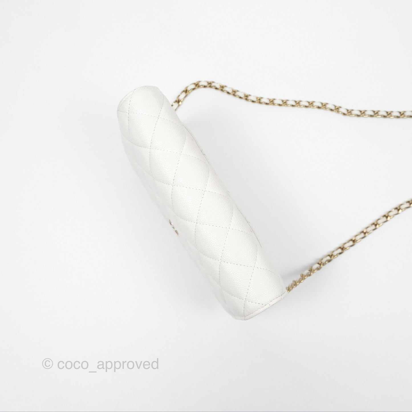 Chanel Quilted Classic Wallet on Chain WOC White Caviar Gold Hardware