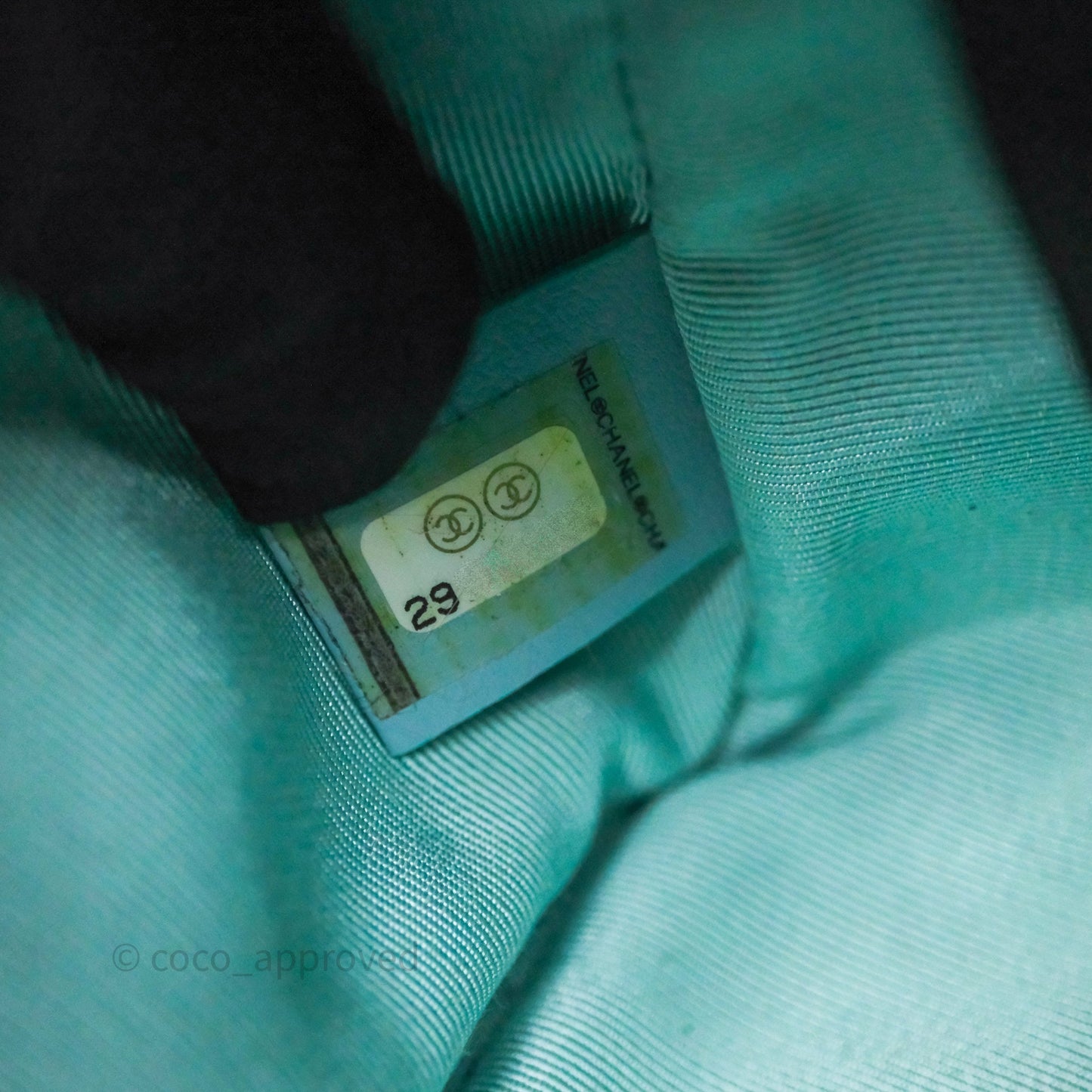 Chanel Camera Bag Quilted Pearly Turquoise Lambskin Aged Gold Hardware