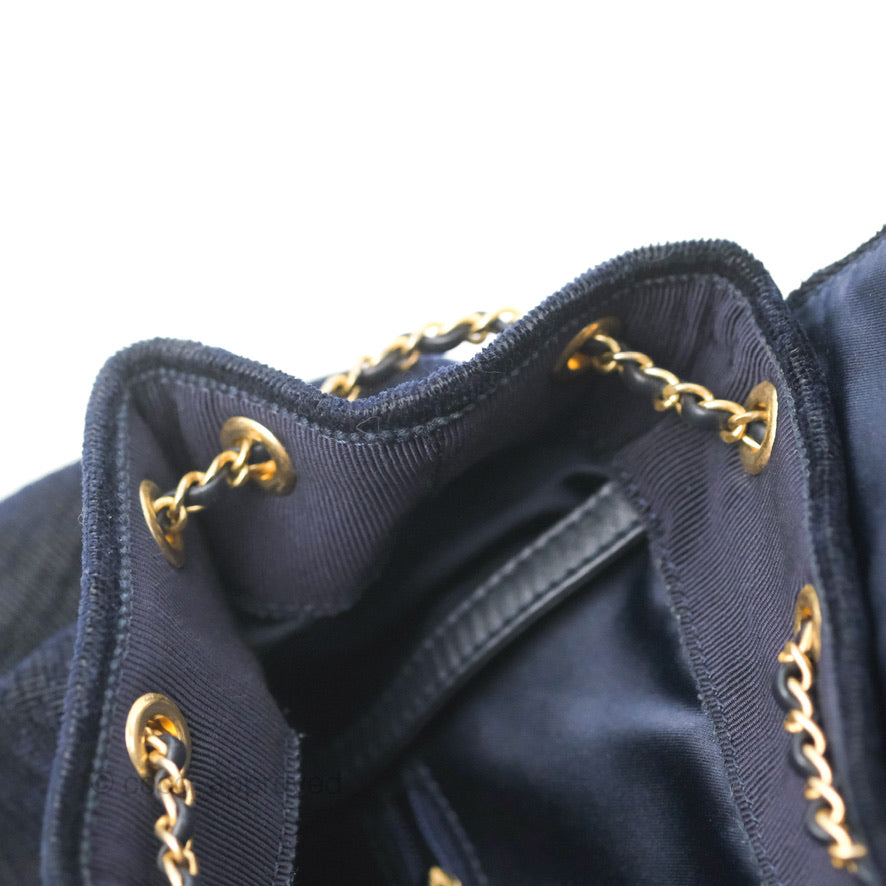 Chanel Parisian Stroll Backpack Wool Velvet Navy