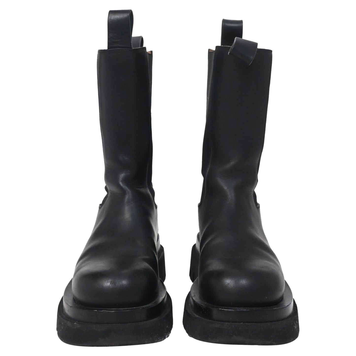 Luxury Bottega Veneta Lug Boots in Black Leather