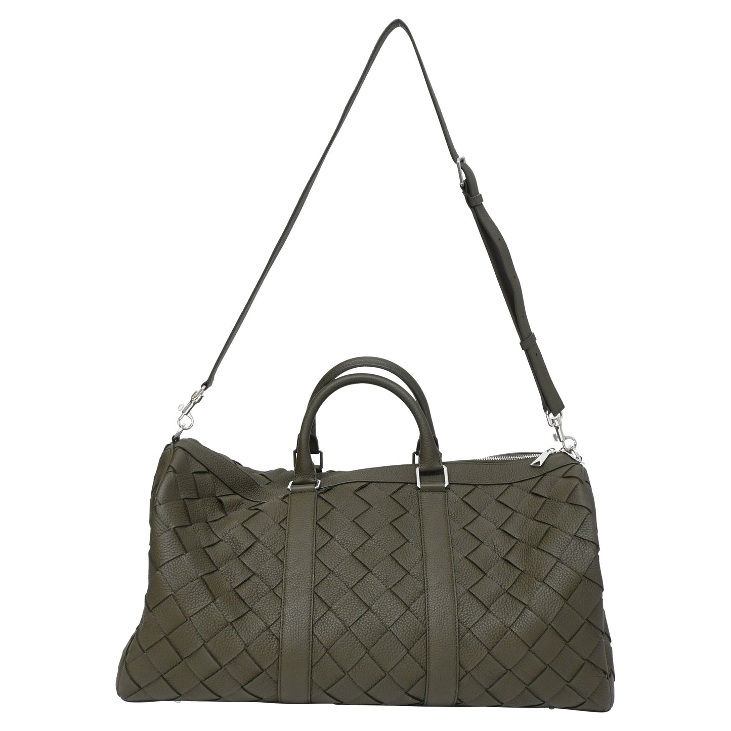 Luxury Bottega Veneta Intrecciato Cabin Duffle Bag in Olive Calf Leather